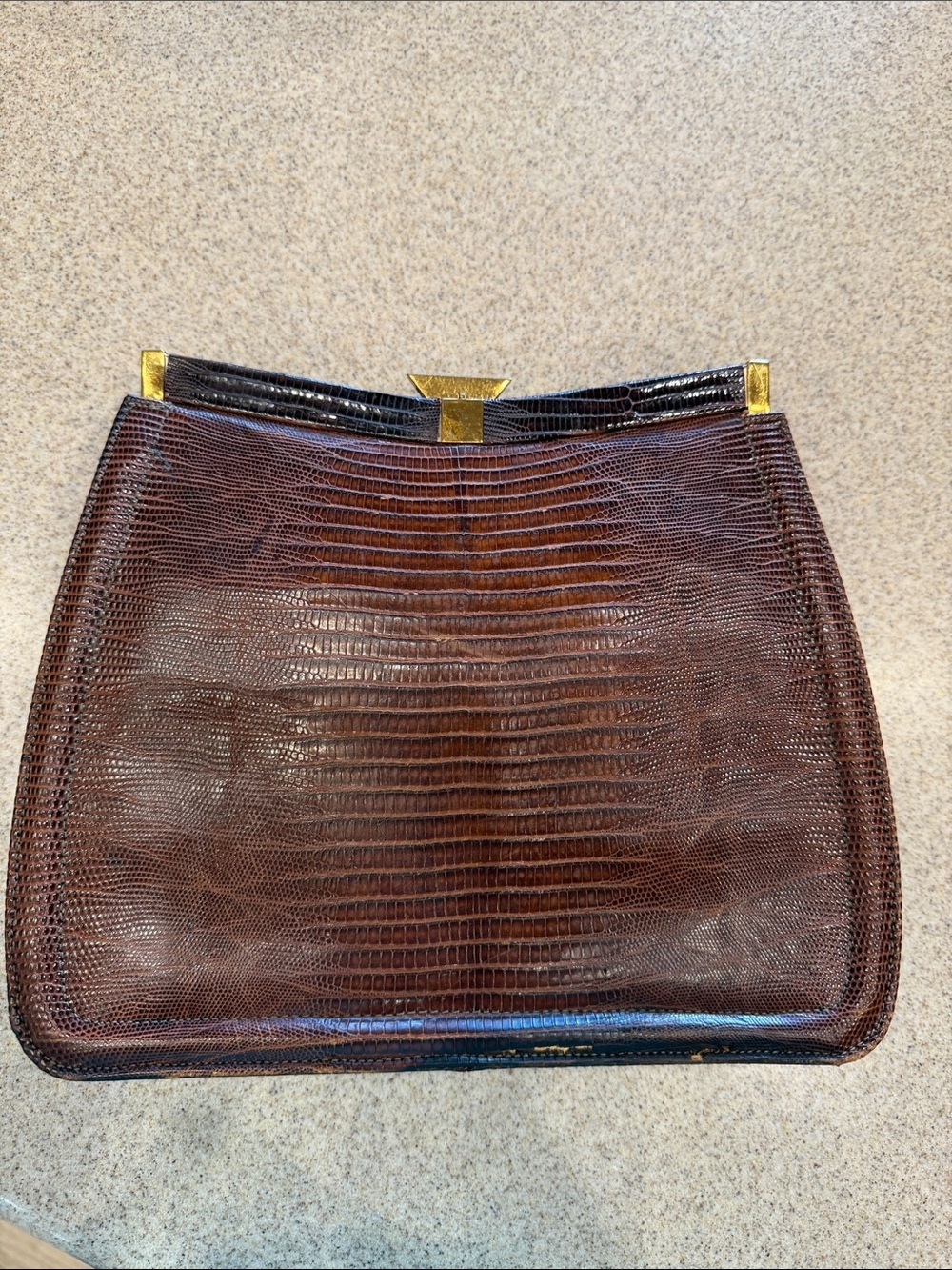 Escort bag brown lizard (missing strap) - Picture 6 of 11